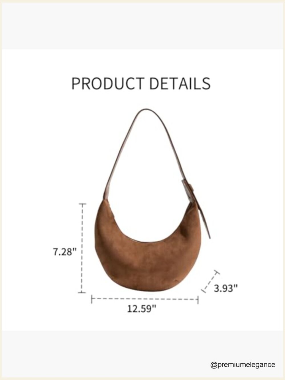 Faux Suede Hobo Shoulder Bag with Adjustable Strap and Pockets - Picture 7 of 7